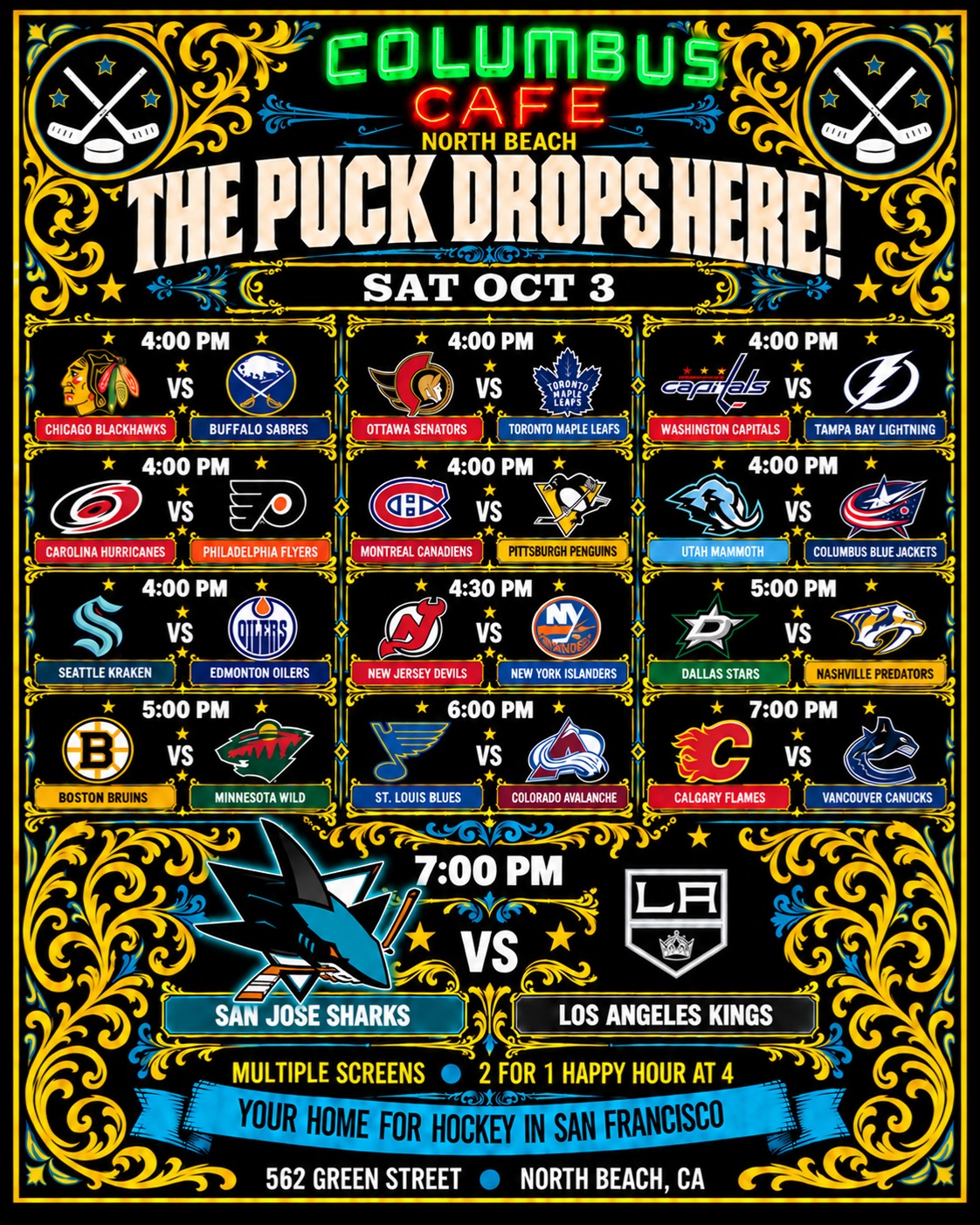 Just Say No to Kings hockey poster from Columbus Cafe Sports