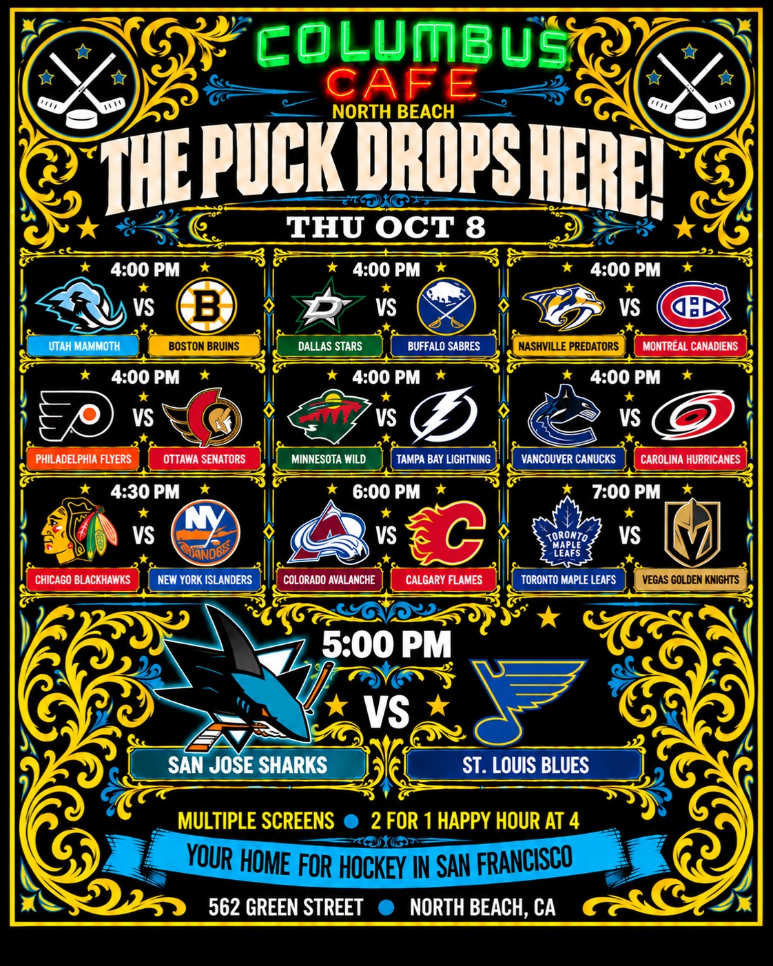 Columbus Cafe Sharks Territory hockey post